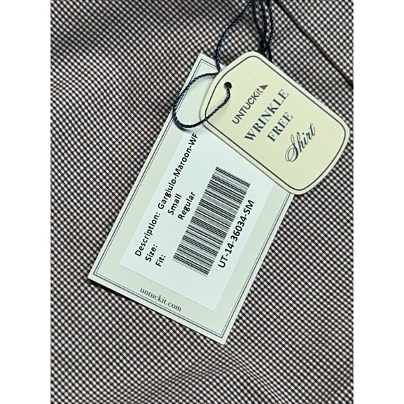 UNTUCKit Gargiulo Shirt Mens S Maroon Button Up Long Sleeve Wrinkle Free New - Picture 10 of 12